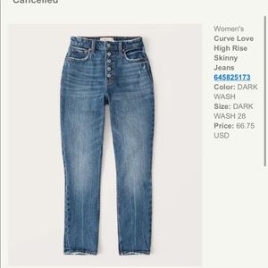 Abercrombie Curve Love High Rise Jeans